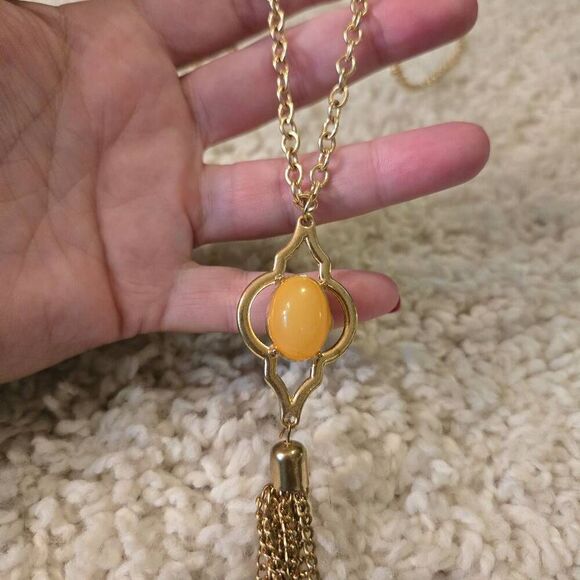 Vintage Gold Tone Long Tassle Necklace 2 sided - Picture 8 of 8